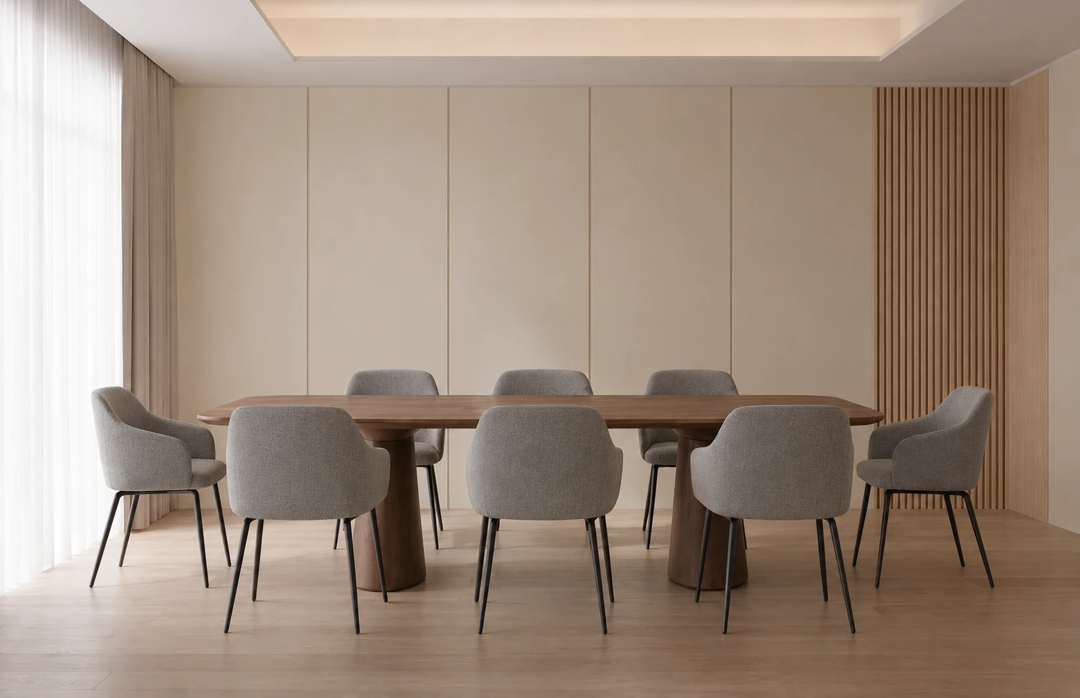 Secuencia de inserción de muebles: con mesa y sillas de reunión