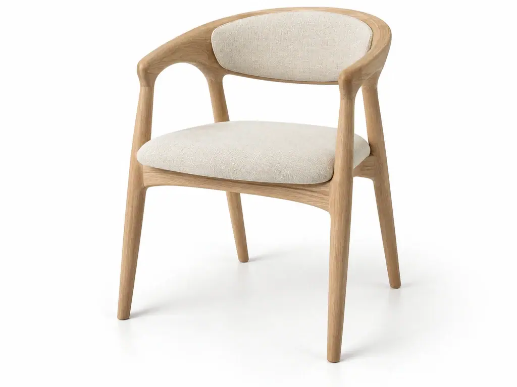 Silla en acabado roble natural, imagen generada con IA