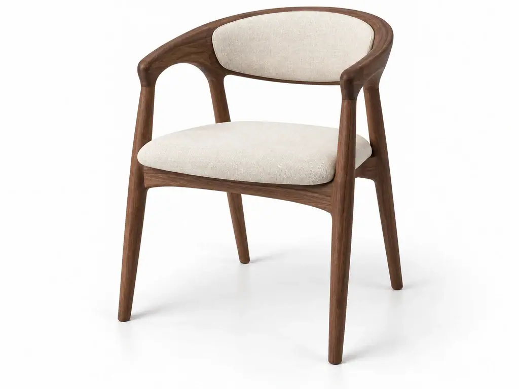 Silla en acabado nogal, imagen generada con IA