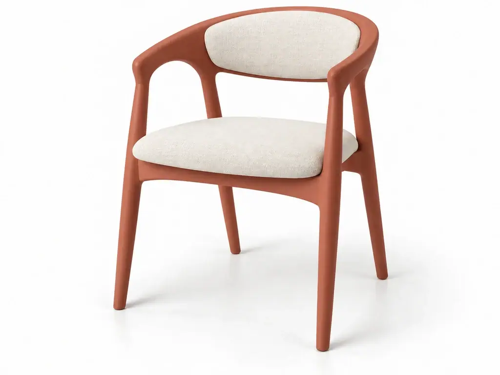 Silla en acabado laca terracota, imagen generada con IA