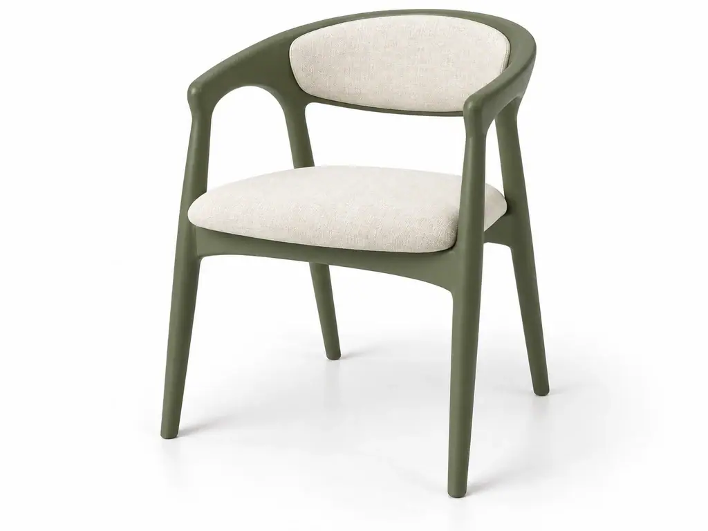 Silla en acabado laca oliva, imagen generada con IA