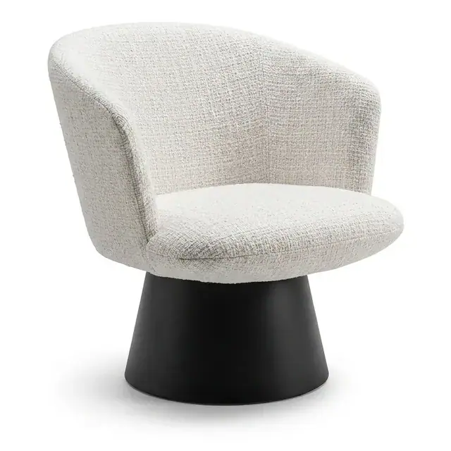 Butaca de bouclé con base giratoria negra