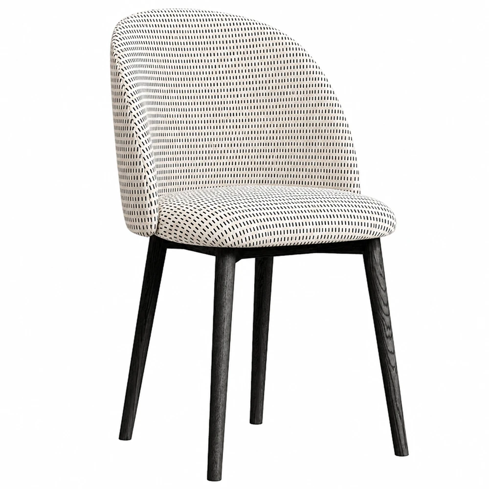 Misma silla con estampado de trazos negros a escala de 20 cm