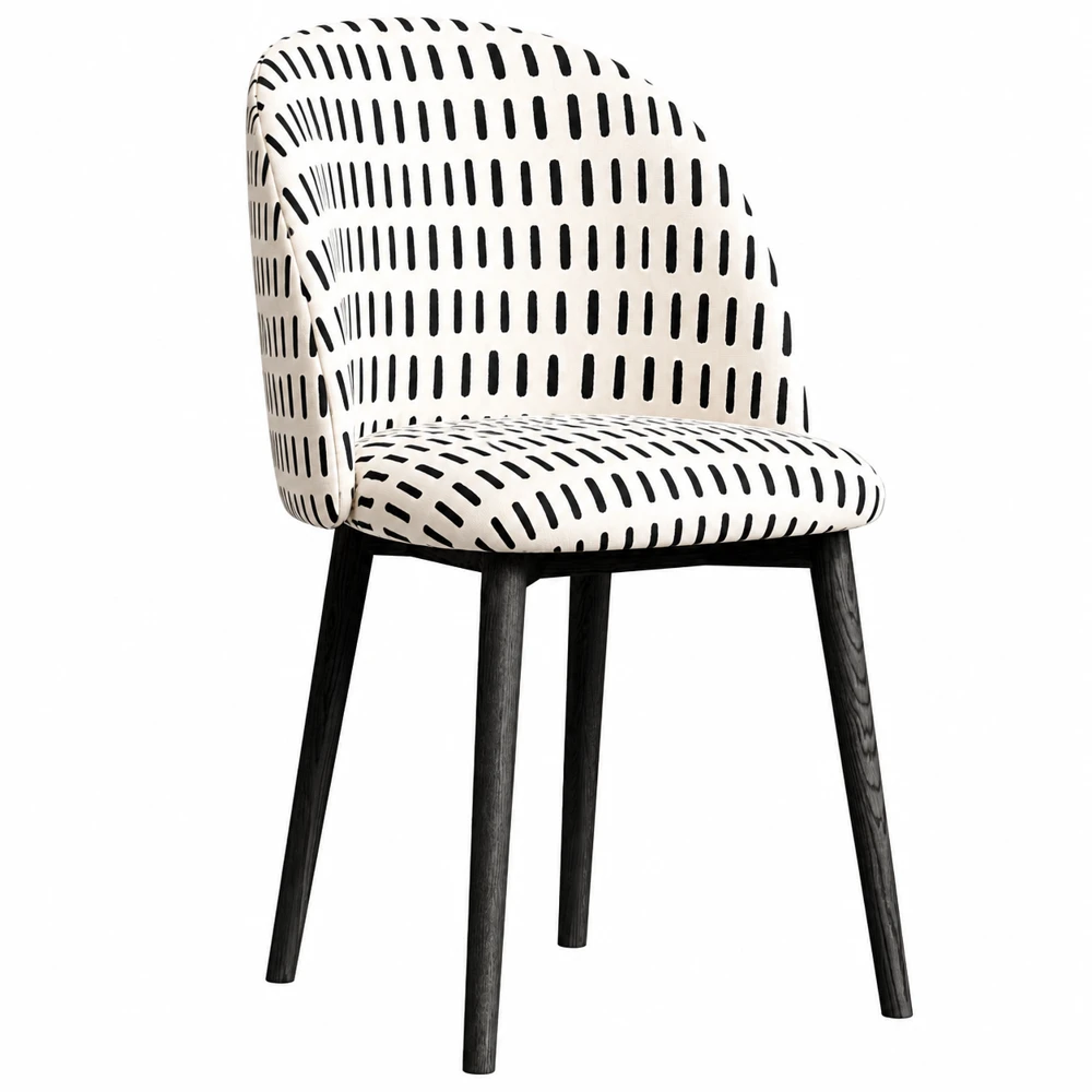 Misma silla con estampado de trazos negros a escala de 30 cm