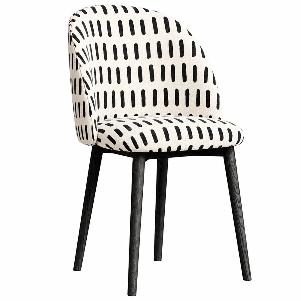 Misma silla con estampado de trazos negros a escala de 60 cm