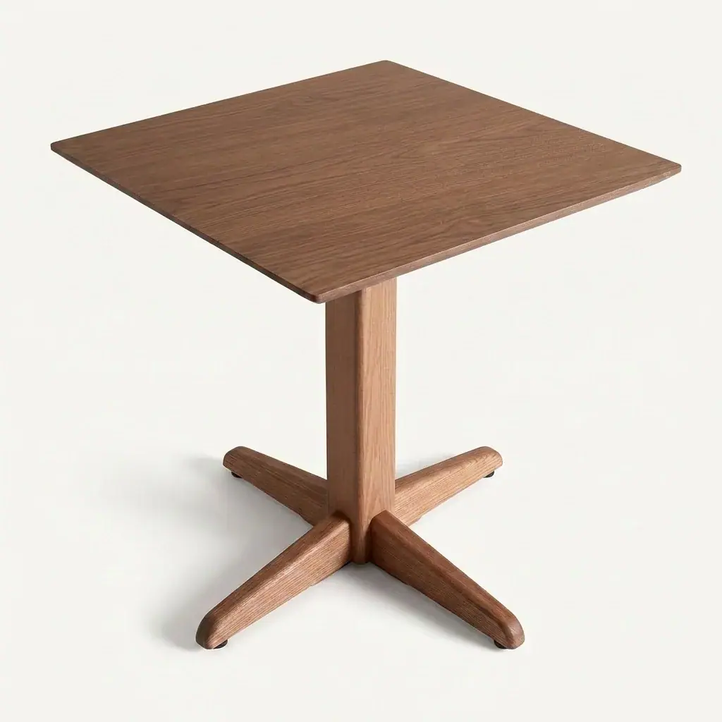 La misma mesa con tablero cuadrado de madera