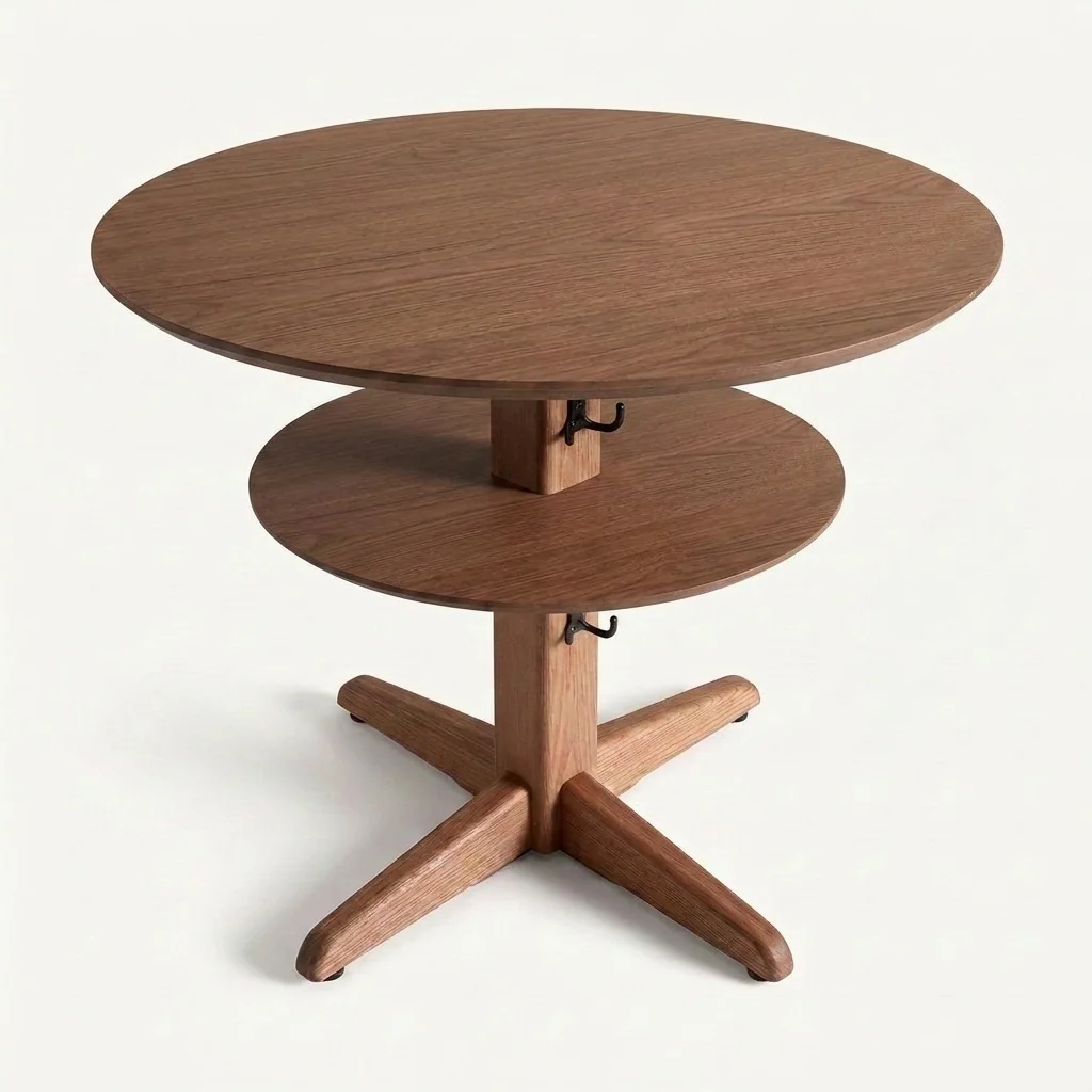 La misma mesa convertida en modelo elevable de doble tablero