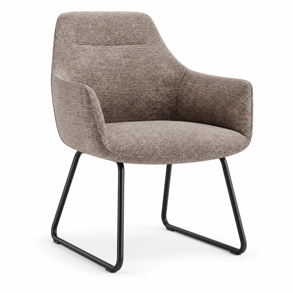 La misma silla con base tubular de trineo negra